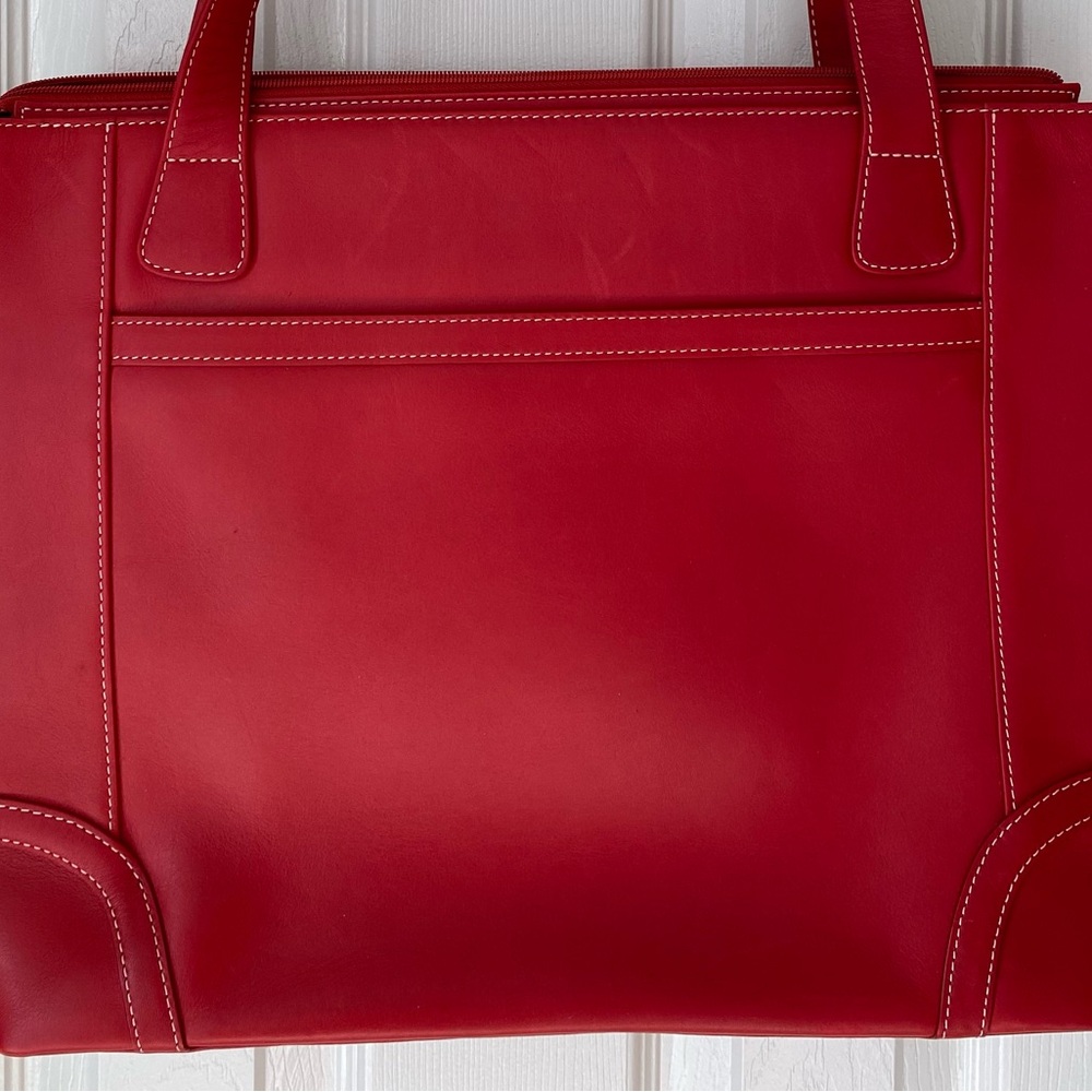 Elegant Red Leather Tote Bag